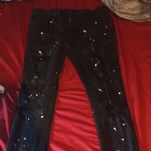 Society Black Jeans with Silver Zipper